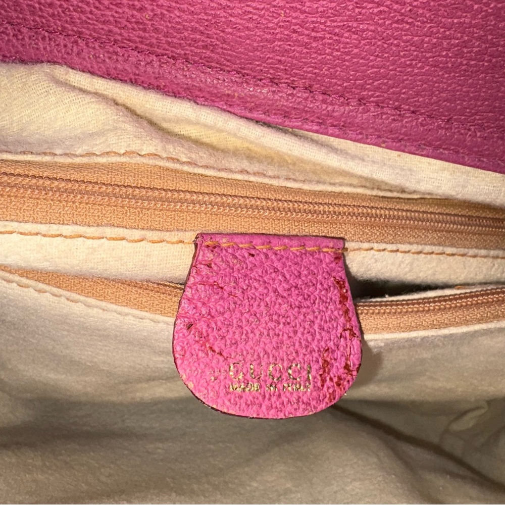 GUCCI Pink Diana Bag UNICORN Leather & Suede, Bamboo VINTAGE RARE - Picture 10 of 14